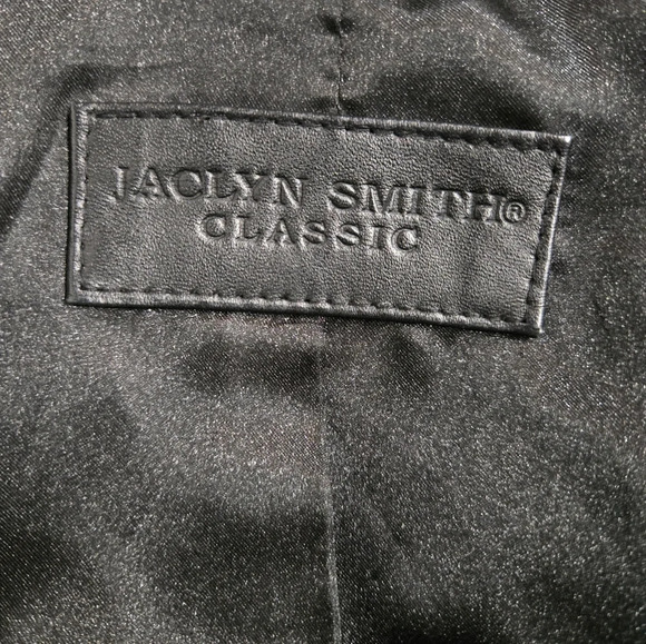 Vintage Black Leather Collared Coat Large - Picture 3 of 5